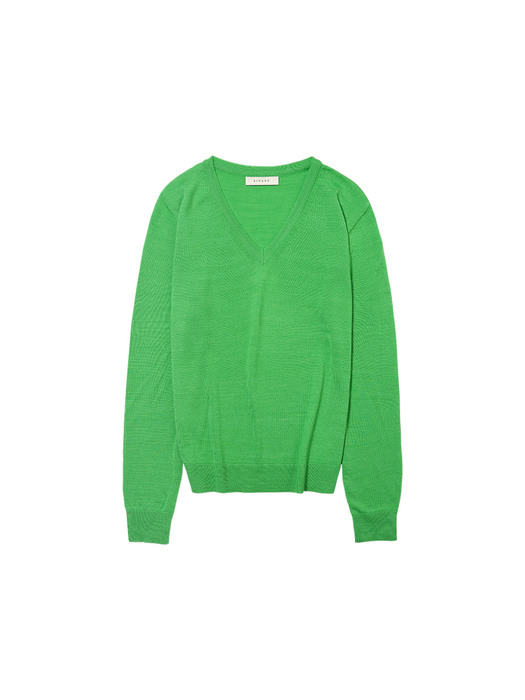 SI SKN 2027 v-neck AW knit_Yellow green
