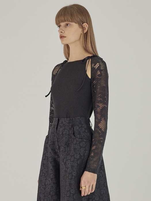 Lace Sleeve Top_Black
