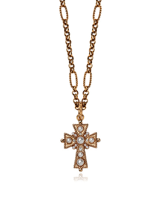Jewel Cross Pendant Necklace Gold