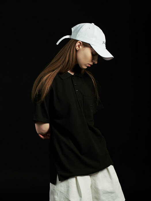 COTTON PK SHORT SLEEVE POLO TEE_WOMEN(BLACK)