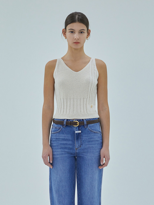 W SLEEVELESS KNIT TOP ivory