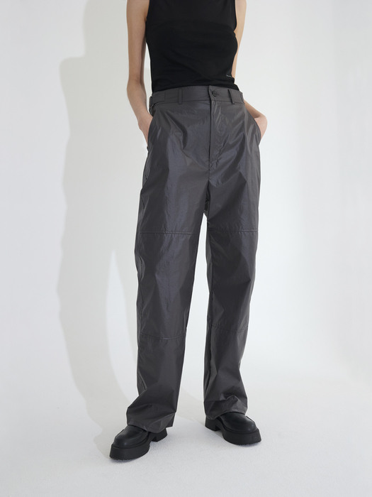 Coated nylon trousers - charcoal