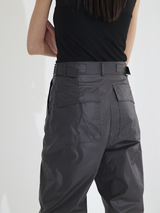 Coated nylon trousers - charcoal