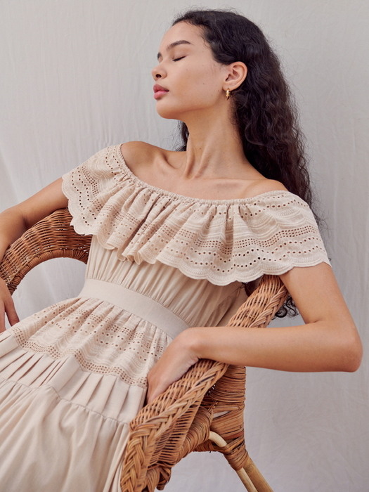 Cotton Embroidery Lace Off-shoulder Dress