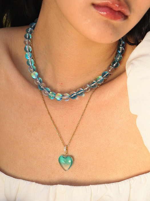 Cocktail Heart Necklace (Blue Lagoon)