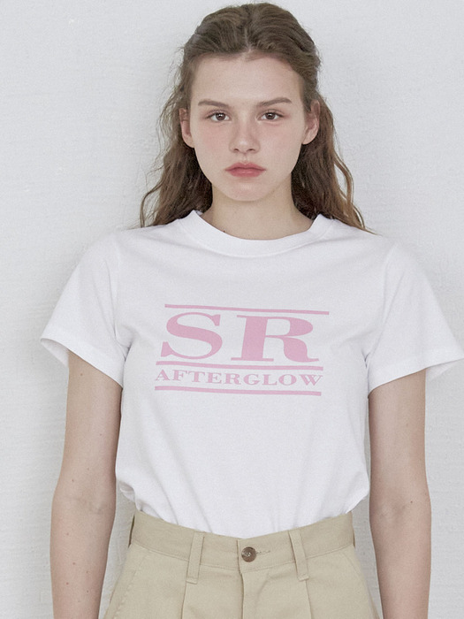 SR T-SHIRT - WHITE+PINK