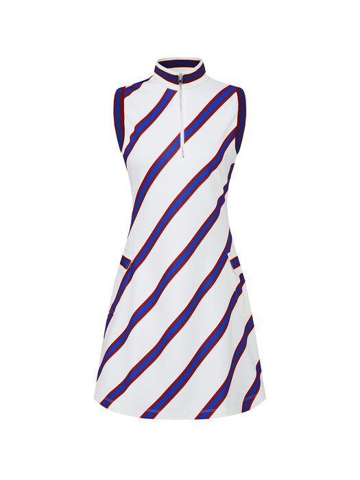 [TA221OP59P] color stripe zipup dress-navy