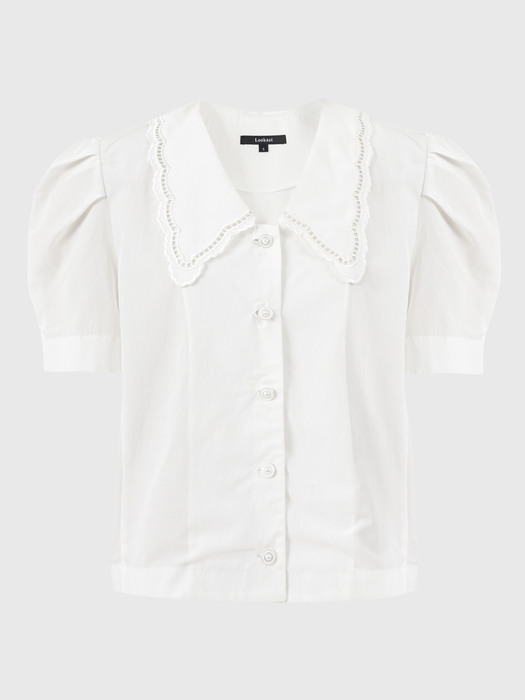 화이트 제스 빅 카라 블라우스 / WHITE JESS BIG COLLAR BLOUSE