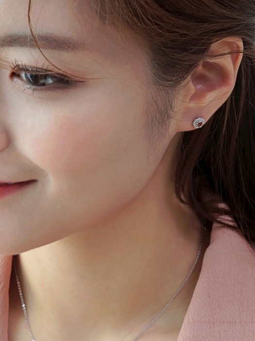 파이어오팔 플라워 귀걸이 Fire opal flower earring