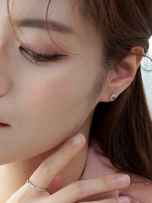 파이어오팔 플라워 귀걸이 Fire opal flower earring