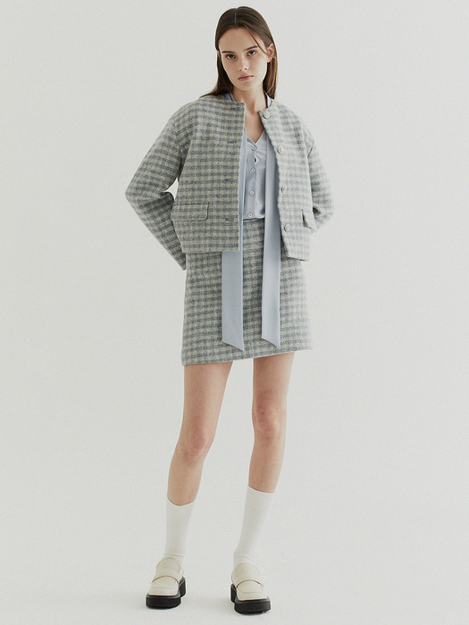 [Tweed] Checked Tweed Mini Skirt