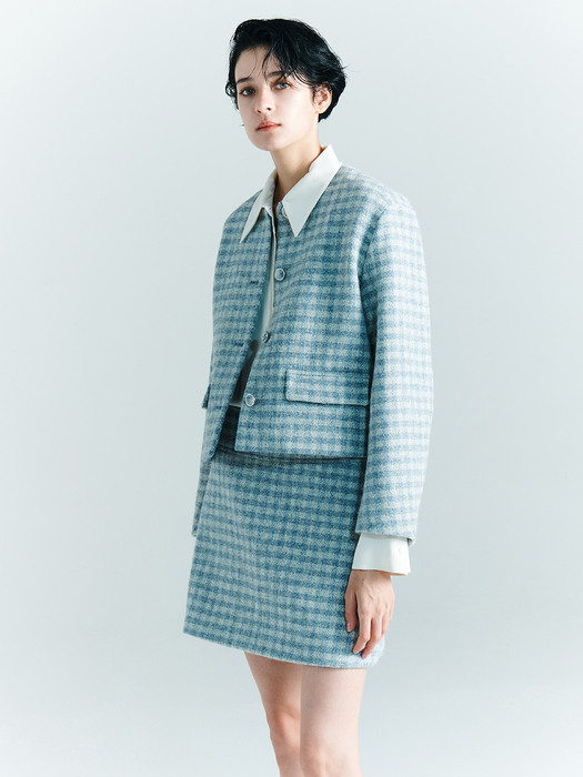 [Tweed] Checked Tweed Mini Skirt