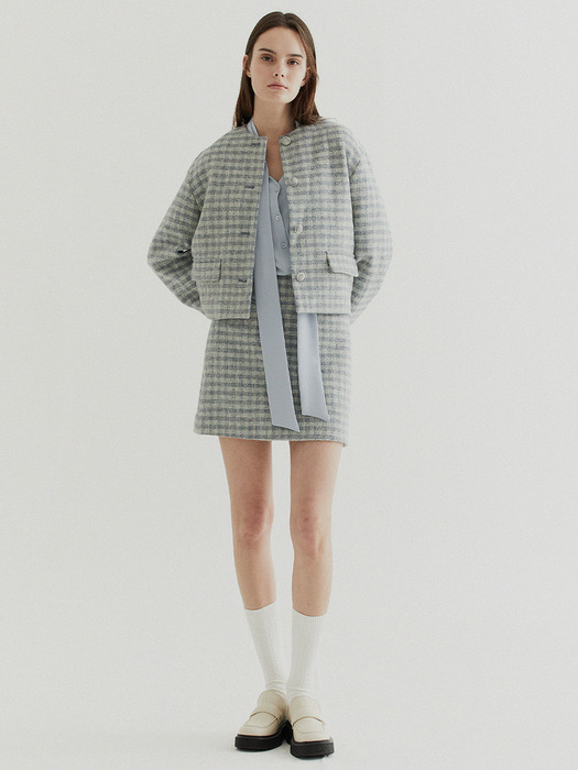 [Tweed] Checked Tweed Mini Skirt