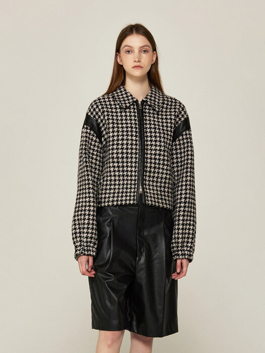 Houndstooth Contrast Blouson (BE&BKCHECK)