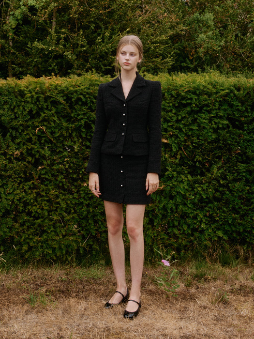 ESME H-line tweed wool mini skirt (Black)