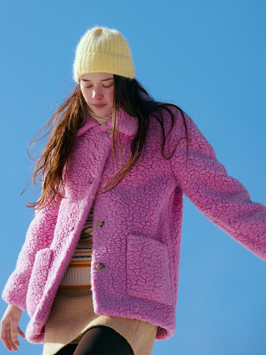 [N]BRIXTON Eco shearing wool coat (Pink)