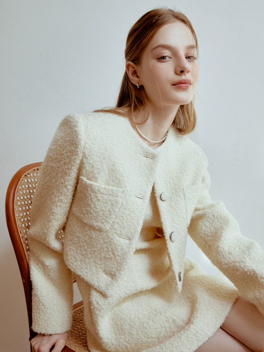 Dear tweed wool jacket (ivory)