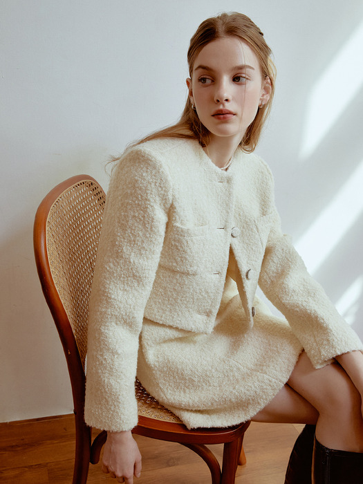Dear tweed wool jacket (ivory)