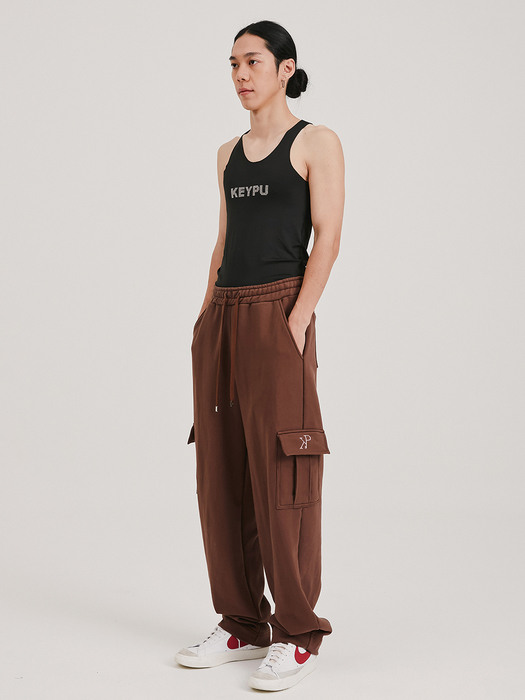 WIDE CARGO TRAINING PANTS (BROWN)