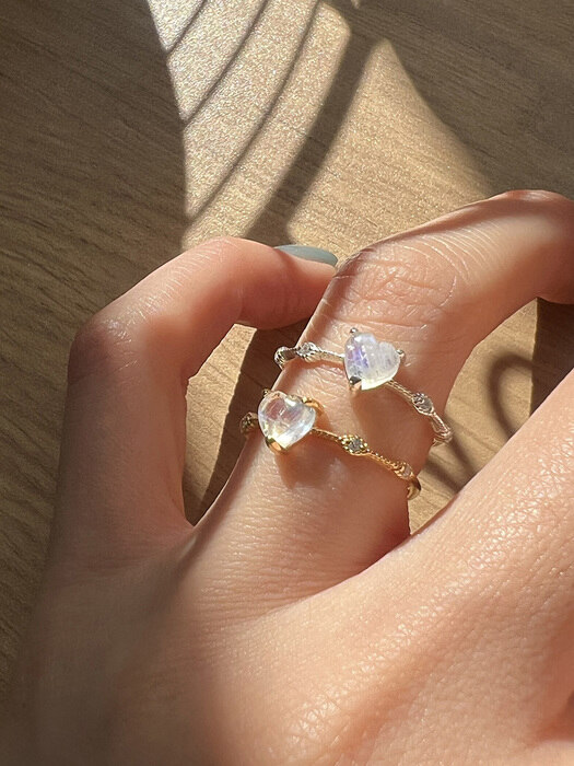 [925silver] Aqua heart ring (2color)