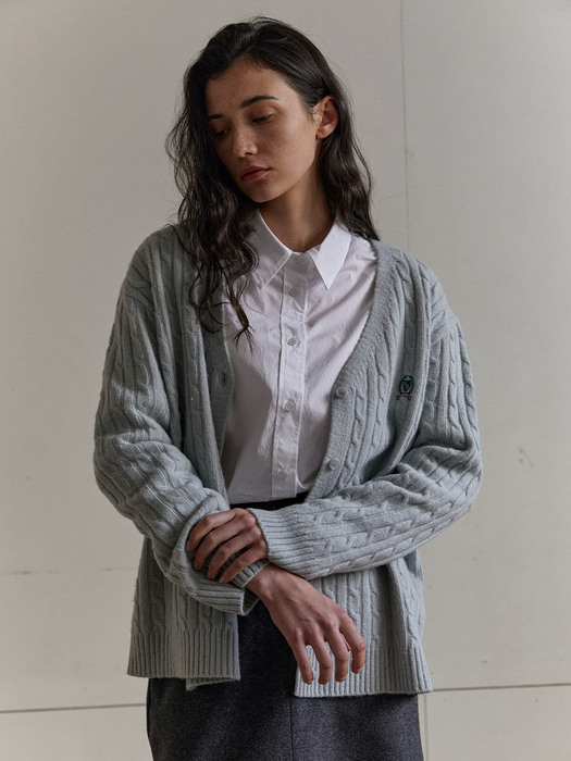classic cable cardigan - surf