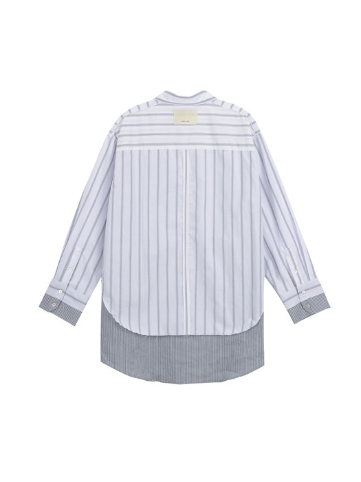 DOUBLE LAYERS STRIPE SHIRT IN GREY
