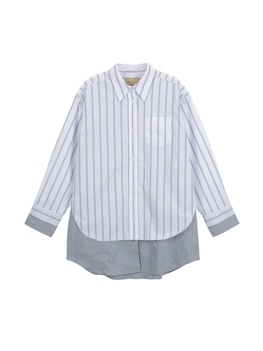 DOUBLE LAYERS STRIPE SHIRT IN GREY