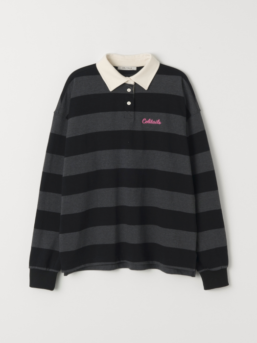 OVERFIT STRIPE POLO T-SHIRT_STRONG BLACK