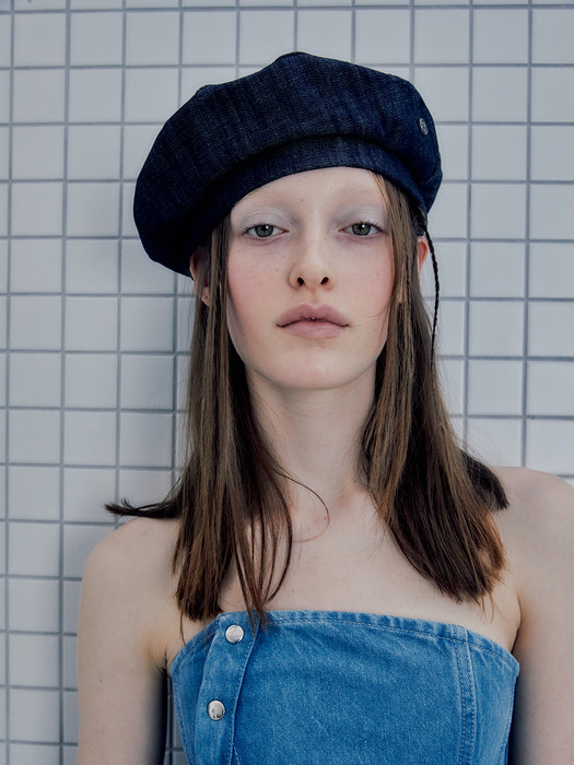 DENIM BERET IN RAW INDIGO