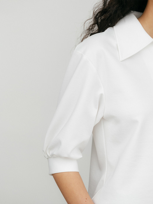 Open Collar T-shirt-white