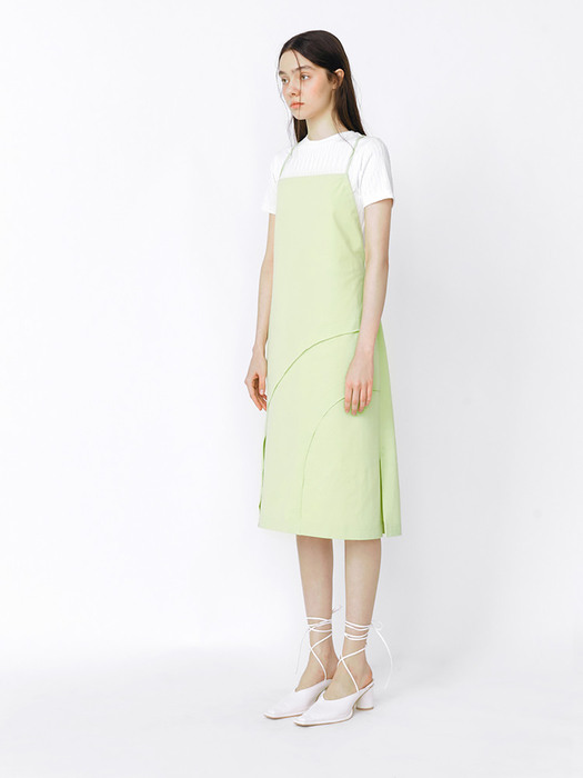 BACKLESS STRAP DRESS - YELLOW GREEN