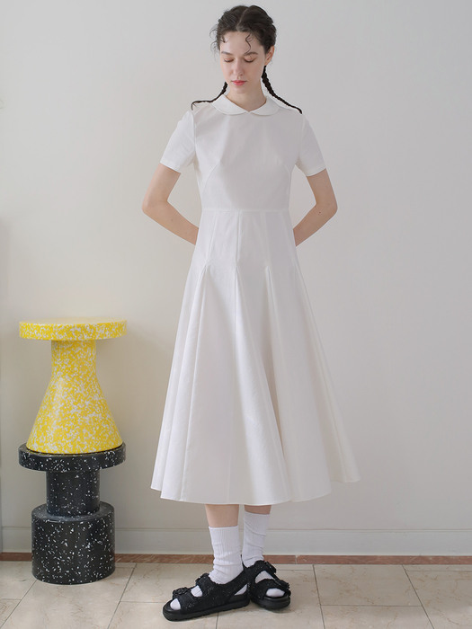 Cotton shirt midi dress White