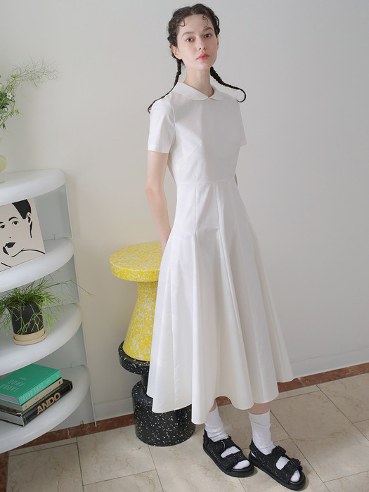 Cotton shirt midi dress White