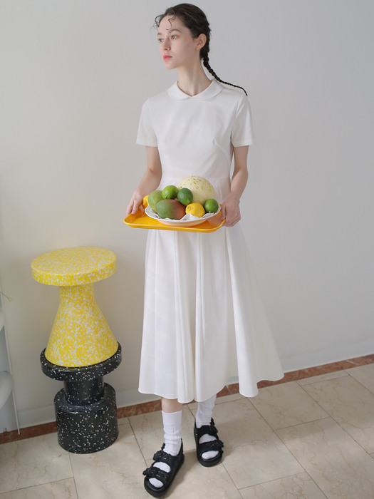 Cotton shirt midi dress White