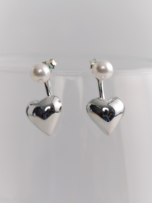 pearl & heart jacket earring