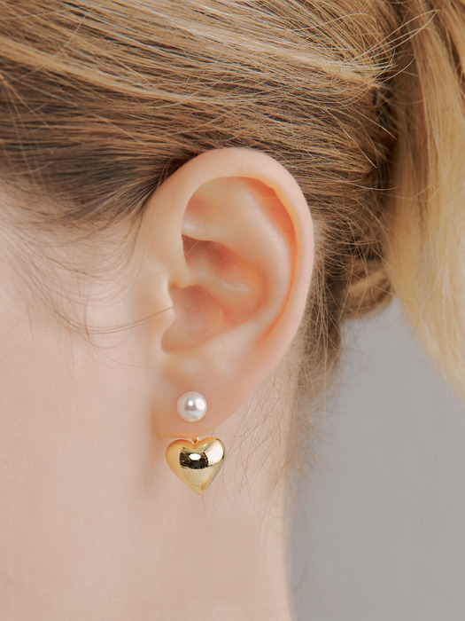 pearl & heart jacket earring