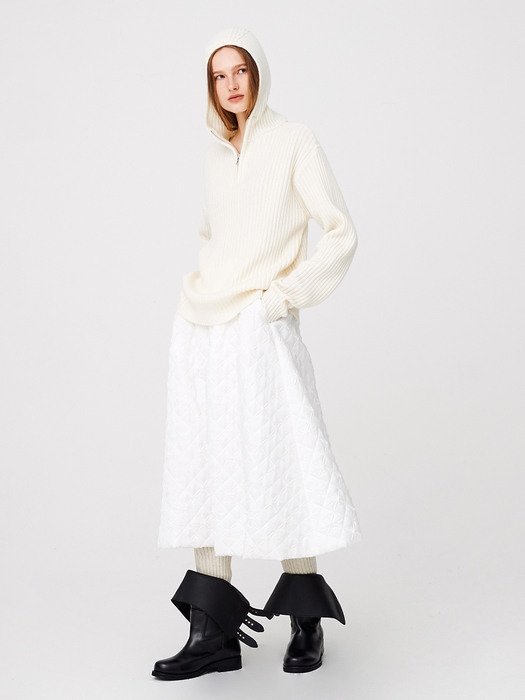 Argyle Quilting Full Skirt / White