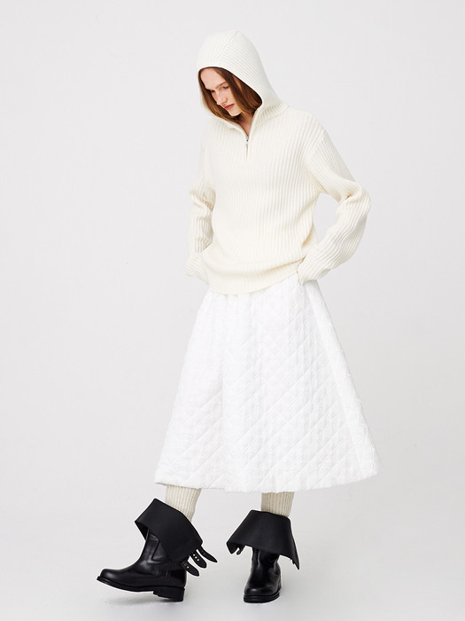 Argyle Quilting Full Skirt / White