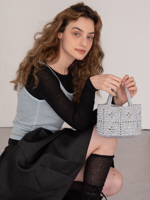 No.182 / Lily Metallic Crochet Mini Tote Bag _ 실버, 골드, 블랙