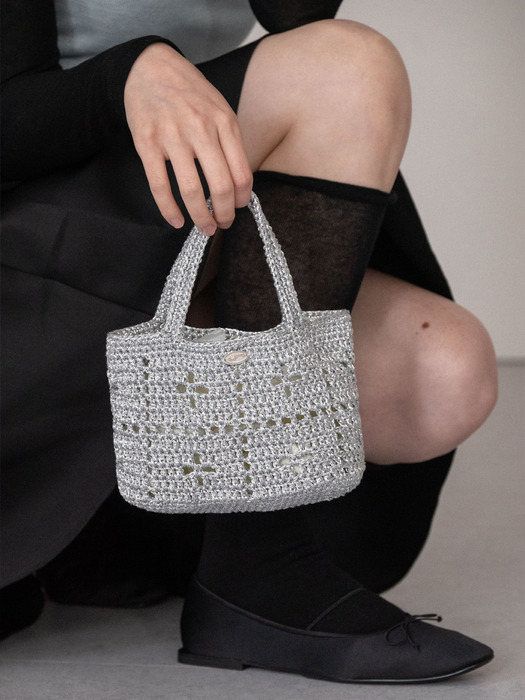 No.182 / Lily Metallic Crochet Mini Tote Bag _ 실버, 골드, 블랙