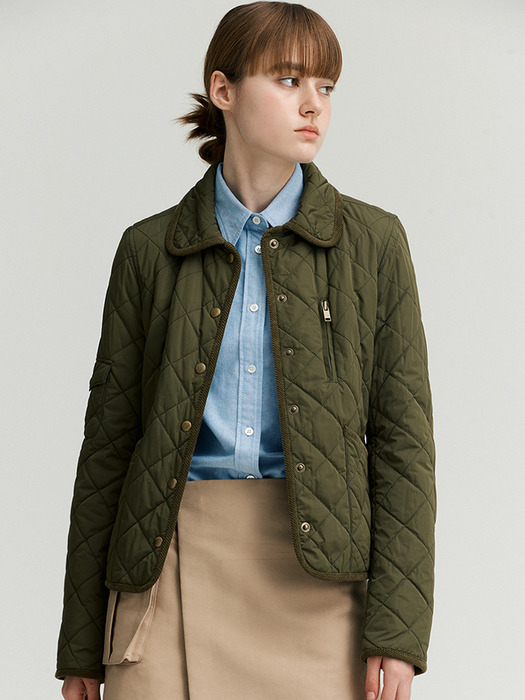 MOTO QUILTING JACKET_KHAKI [U3W0R13345]