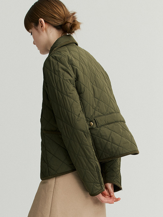 MOTO QUILTING JACKET_KHAKI [U3W0R13345]