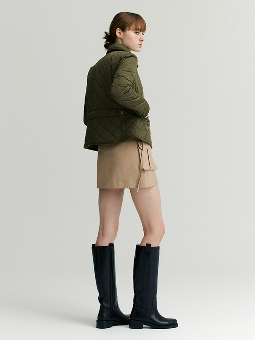 MOTO QUILTING JACKET_KHAKI [U3W0R13345]