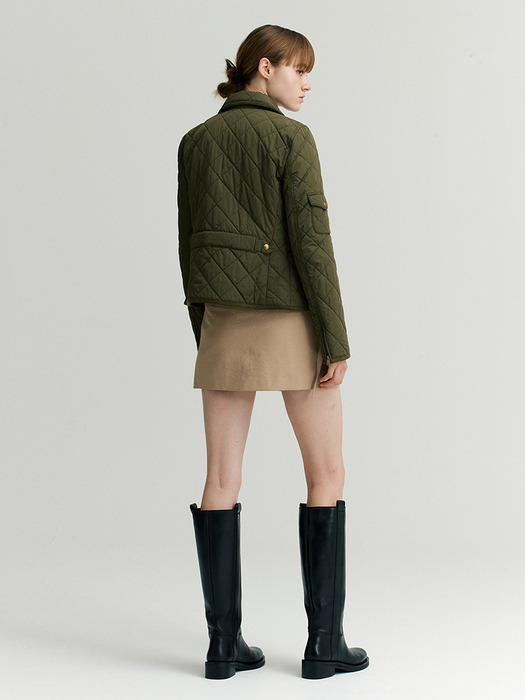 MOTO QUILTING JACKET_KHAKI [U3W0R13345]