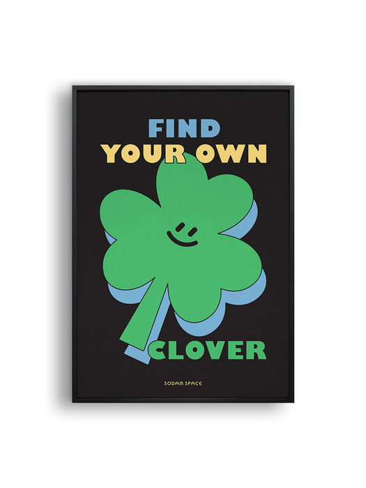 Happy Clover_Black (Art Print)