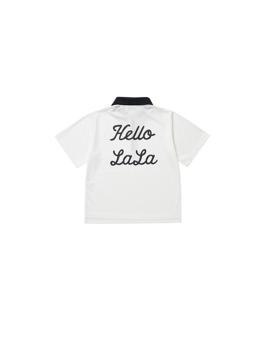 Hello LaLa Zip Up T-Shirts (헬로 라라 집업 티셔츠) [Black PK White]