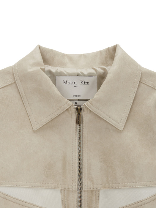 POCKET POINT WASHED LEATHER JUMPER IN IVORY