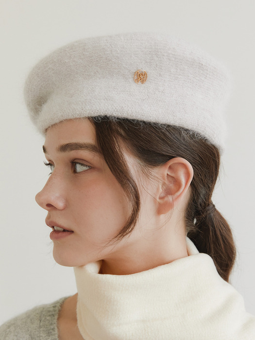 logo pendant angora beret (C031_ivory)