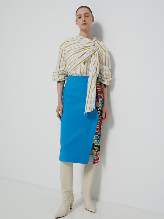Wool Blend & ‘Letter’ Printed Midi Skirt