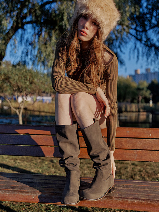 c9081 boni cowlether vintage longboots 보니 소가죽 빈티지 롱부츠 - KH